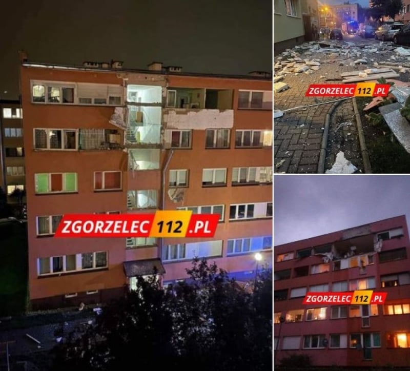 Bogatynia: Wybuch gazu w bloku. Dwie osoby ciężko ranne. Ewakuowani na razie nie wrócą do swoich mieszkań - fot. zgorzelec112.pl