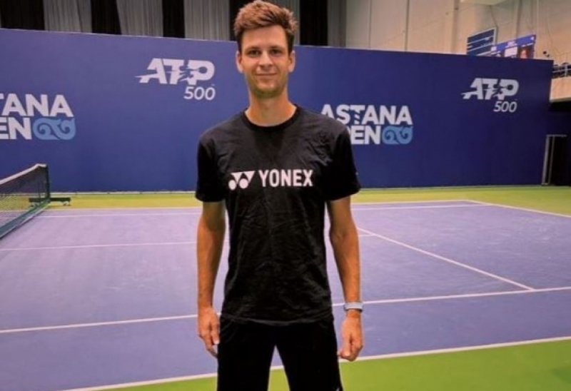 Wrocławianin odpadł z tenisowego turnieju ATP w Astanie - fot. Hubert Hurkacz/Twitter