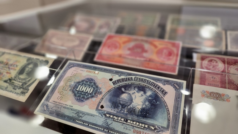 Banknoty polsko-czeskiego pogranicza w Muzeum Papiernictwa w Dusznikach-Zdroju – fot. J. Wrona