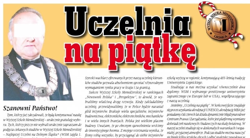 Gdzie jest właściciel Wyższej Szkoły Menedżerskiej w Legnicy?  - skan z tygodnika Konkrety.pl