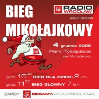 Mikołajkowy bieg Radia Wrocław w Parku Tysiąclecia we Wrocławiu