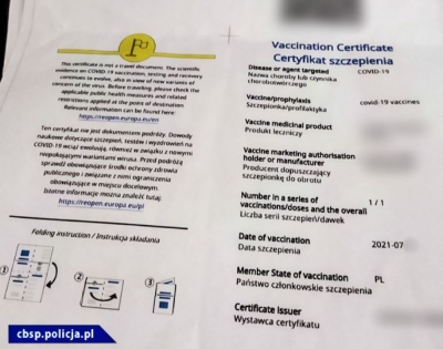 Oława: Handlowali fałszywymi paszportami covidowymi