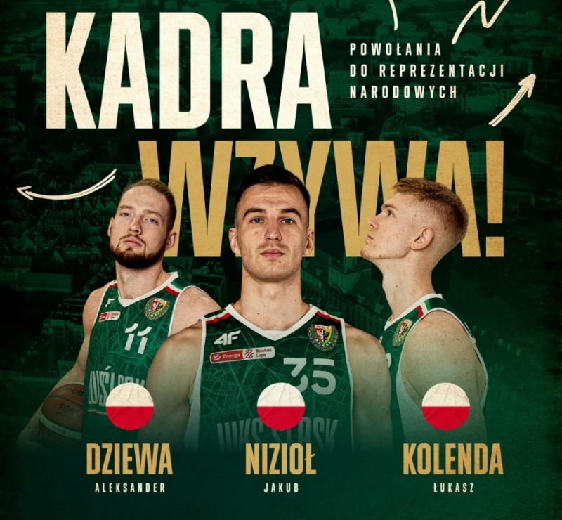 Trzech koszykarzy Śląska powołanych do reprezentacji Polski - fot. wks-slask.eu