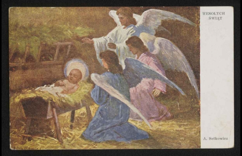 Dźwiękowa Historia: Boże Narodzenie - Pocztówka z okresu Bożego Narodzenia, 1936 r. (opr wzoru: A. Setkowicz, za: Biblioteka Narodowa)