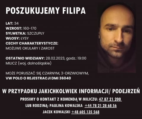 Policja poszukuje zaginionego 34-latka z Milicza - 0