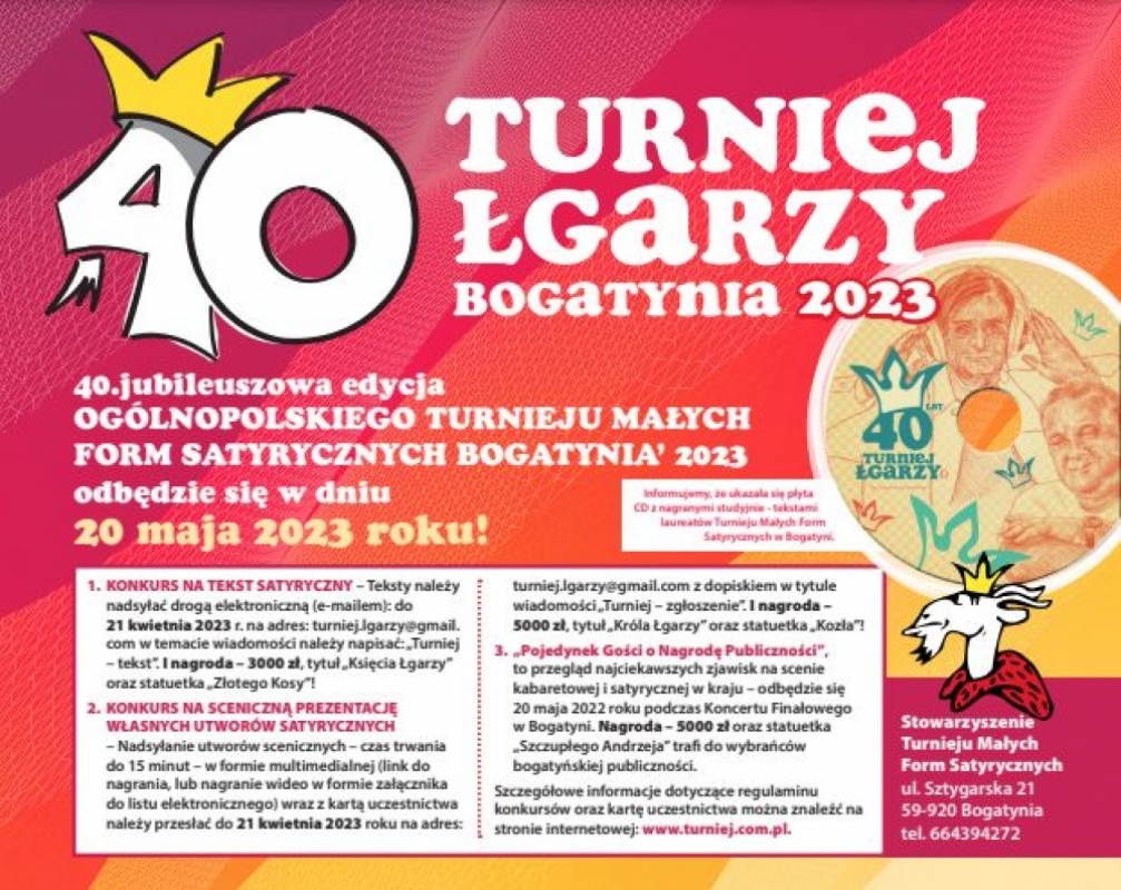 40. edycja Ogólnopolskiego Turnieju Małych Form Satyrycznych Bogatynia - fot. mat. prasowe