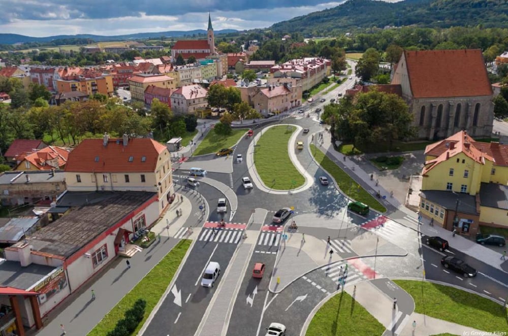 Nietypowe rondo zamiast uciążliwego skrzyżowania, tak zmieni się centrum Sobótki – fot. Starostwo Powiatowe we Wrocławiu.
