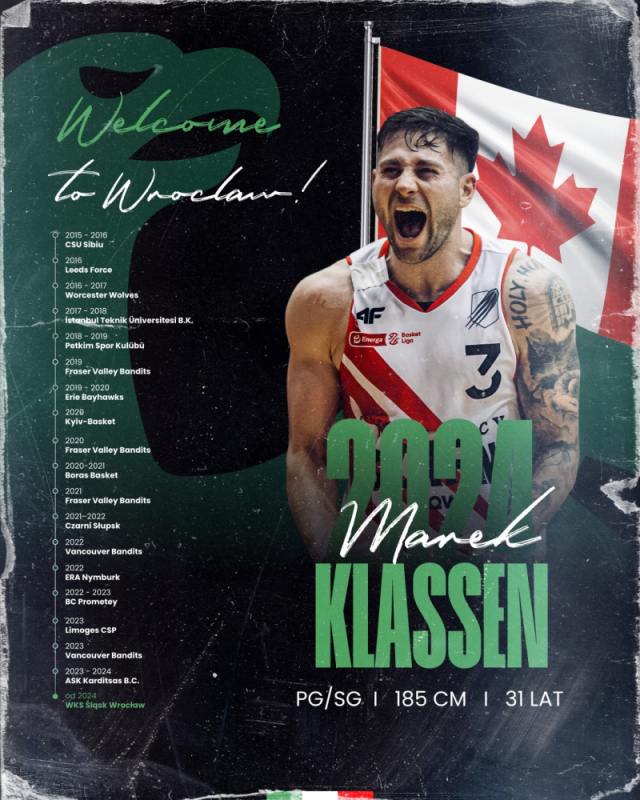 Marek Klassen koszykarzem Śląska Wrocław - fot. wks-slask.eu
