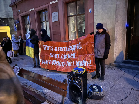 Ukraińscy mieszkańcy Wrocławia manifestowali w obronie swojego kraju  - 1