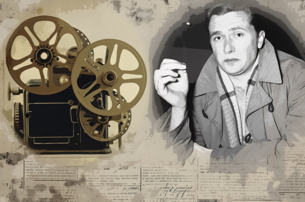 Dźwiękowa Historia – Marek Hłasko - fot. Grafika: Kancelaria Sejmu, autor zdjęcia M. Hłaski: Adam Mottl/PAP