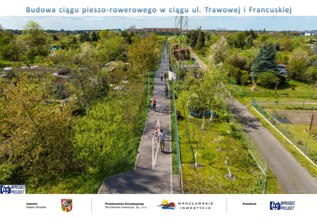 Przy Francuskiej powstanie kolejna trasa pieszo-rowerowa - fot. Wrocławskie Inwestycje