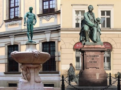 Szermierz stracił szablę, a Fredro pi&oacute;ro. Straż miejska zatrzymała wandali