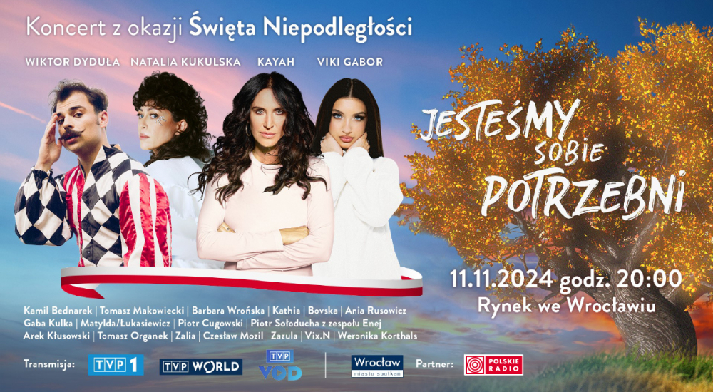 Wielki koncert "Jesteśmy sobie potrzebni" już 11 listopada! W 106. rocznicę odzyskania niepodległości - Wielki koncert "Jesteśmy sobie potrzebni" już 11 listopada! W 106. rocznicę odzyskania niepodległości. Fot: materiały prasowe organizatora