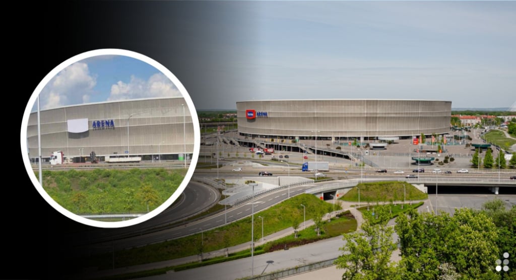 Tarczyński Arena zmieni nazwę? Na fasadzie stadionu zasłonięto logo sponsora tytularnego. Mamy komentarz spółki - Tarczyński widniejący na stadionie we Wrocławiu zostaje zasłonięty. Fot: Dawid Dettlaff, RW/ Radio Wrocław
