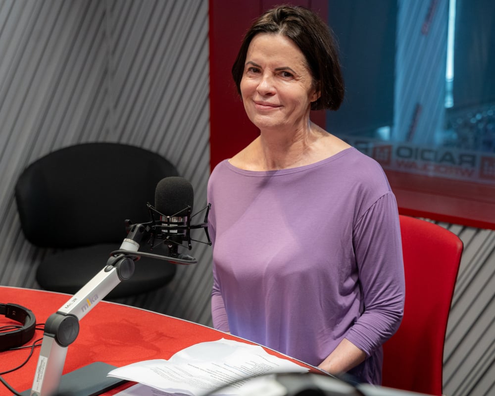 Chwalimy swoje: Zofia Maliszewska-Hurkacz, mama Huberta Hurkacza - Zofia Maliszewska-Hurkacz w studiu Radia Wrocław. Fot: Krzysztof Milewski/ Radio Wrocław