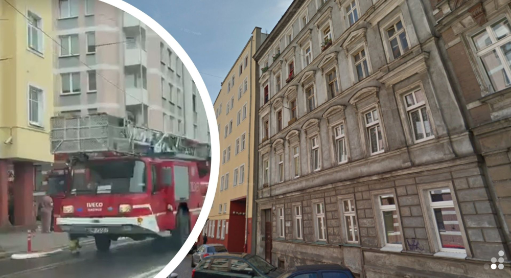 Pożar na wrocławskim Nadodrzu. Ogień w mieszkaniu na drugim piętrze, jedna osoba w szpitalu - Pożar mieszkania w mieszkaniu przy ulicy Kazimierza Jagiellończyka we Wrocławiu. Fot. Straż Pożarna Wrocław 998/Mateusz / Kąty Wrocławskie na sygnale