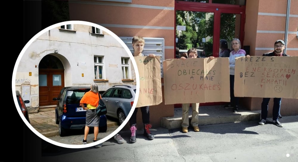 "Widzę szansę na przetrwanie tego". Dalszy ciąg historii Pani Wiktorii, eksmitowanej emerytki. Otrzymała nowe lokum - Pani Wiktoria przed nowym blokiem. Fot: Piotr Kaźmierczak, Radosław Bugajski/ Radio Wrocław