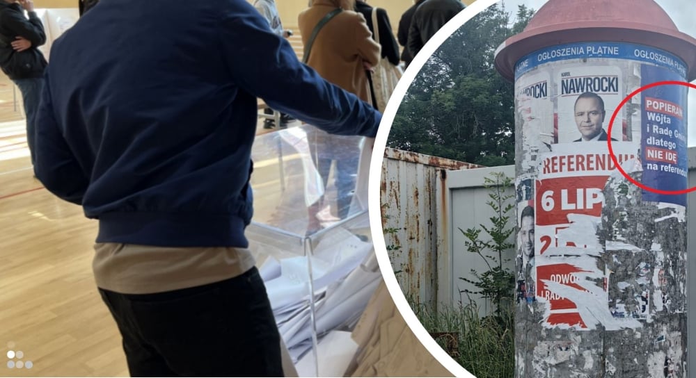 Nielegalnie naklejali plakaty zachęcające do referendum w Zgorzelcu. Gmina nakleiła swoje, zniechęcające do głosowania - W gminie Zgorzelec będzie organizowane referendum w sprawie odwołania władz gminy. Fot: inicjatorzy referendum