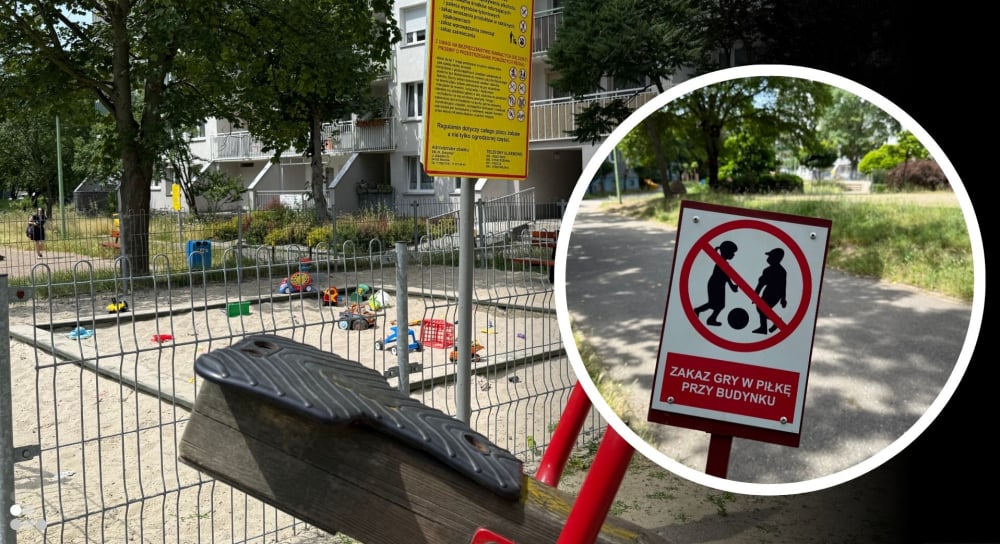 Spór sąsiedzki przy ul. Dokerskiej. Dzieci mają zakaz gry w piłkę na placu zabaw. "Nam to przeszkadza" - Kuriozalna sytuacja we Wrocławiu. Dzieci mają zakaz gry w piłkę na placu zabaw. Fot: Łukasz Januszewski/Radio Wrocław