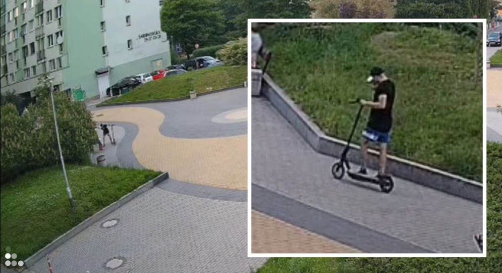 Zrywa łańcuszek z szyi i ucieka na hulajnodze. Wszystko widać na nagraniu! Policja szuka złodzieja [WIDEO]  - Jeden z rabunków został nagrany przez miejski monitoring, fot. Policja Wrocław