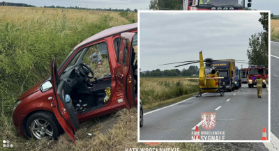 Wypadek na drodze krajowej numer 8. Interweniował śmigłowiec LPR, duże utrudnienia dla kierowc&oacute;w [ZDJĘCIA]