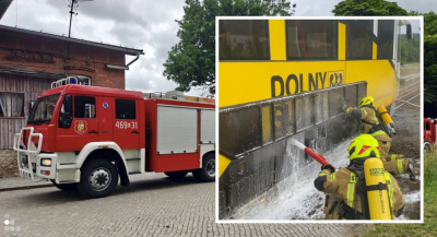 Pożar w pociągu Kolei Dolnośląskich na stacji w Szczytnej. Pięć zastęp&oacute;w straży pożarnej w akcji [ZDJĘCIA]