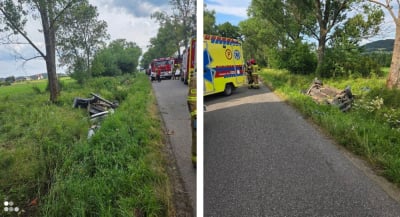 Dachowanie osob&oacute;wki w powiecie kamiennog&oacute;rskim. Jedna osoba trafiła do szpitala