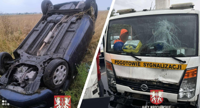 Karambol we Wrocławiu, kolizja na A4 i dachowanie. Niebezpieczne popołudnie na drogach