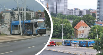 Samoch&oacute;d zderzył się z tramwajem, kt&oacute;ry wypadł z tor&oacute;w. Duże utrudnienia we Wrocławiu