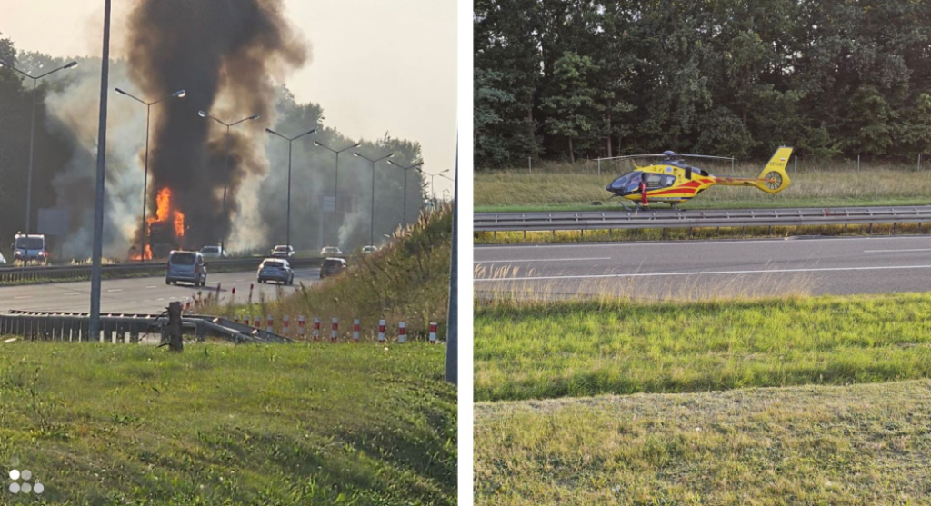 Pożar ciężarówki na A4. Ruszyła naprawa jezdni [AKTUALIZACJA] - Pożar ciężarówki na A4