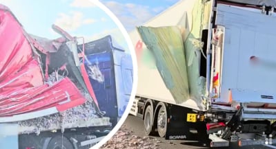 Zderzenie dw&oacute;ch ciężar&oacute;wek na A4. Autostrada w kierunku Zgorzelca jest zablokowana
