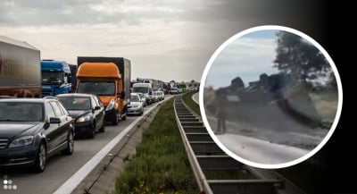 Przewr&oacute;cona ciężar&oacute;wka, zderzenie dw&oacute;ch tir&oacute;w. Utrudnienia na A4 pod Legnicą