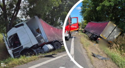 Poważny wypadek ciężar&oacute;wki na DK 8 w Ząbkowicach Śląskich. Wprowadzono ruch wahadłowy
