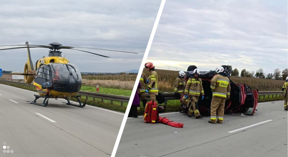 Poważny wypadek na A4, lądował helikopter LPR. Sprawca ma zakaz prowadzenia pojazdów! - Poważny wypadek na A4, lądował helikopter LPR. Sprawca ma zakaz prowadzenia pojazdów!