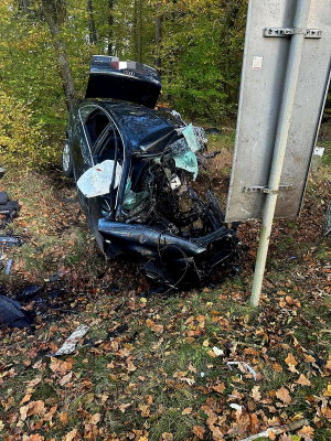 Śmiertelny wypadek na Dolnym Śląsku. Z samochodu niewiele zostało [ZDJĘCIA] - 1