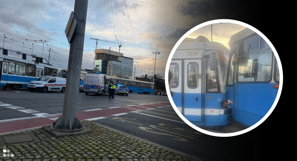 Czołowe zderzenie tramwajów na pl. Jana Pawła II, dwie osoby są ranne. Centrum Wrocławia jest sparaliżowane - Czołowe zderzenie tramwajów MPK Wrocław na placu Jana Pawła II. Jedna osoba została ranna.