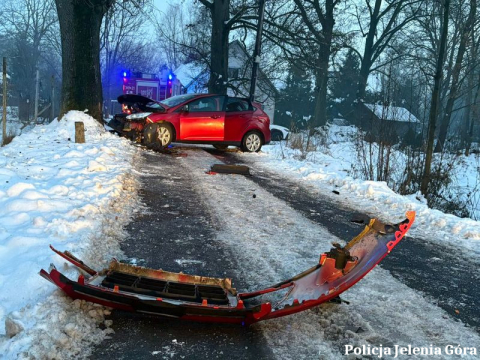 Trzy osoby ranne w wypadku pod Jelenią Górą. 20-letni kierowca nie miał uprawnień [ZDJĘCIA] - 2