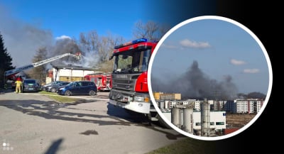Pożar na terenie szpitala na Kamieńskiego! 9 zastęp&oacute;w w akcji, dym było widać z daleka