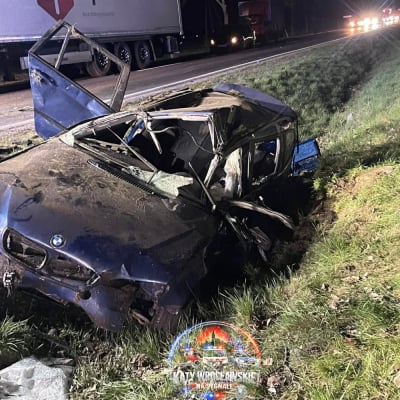 Poważny wypadek na drodze krajowej numer 35. Aż cztery osoby zostały ranne