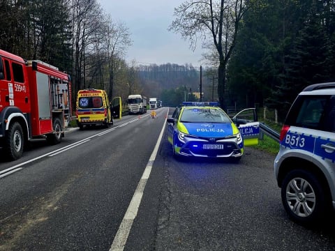 Samochód dachował, dwie osoby są ranne. DK46 była zablokowana po wypadku [ZDJĘCIA] - 1