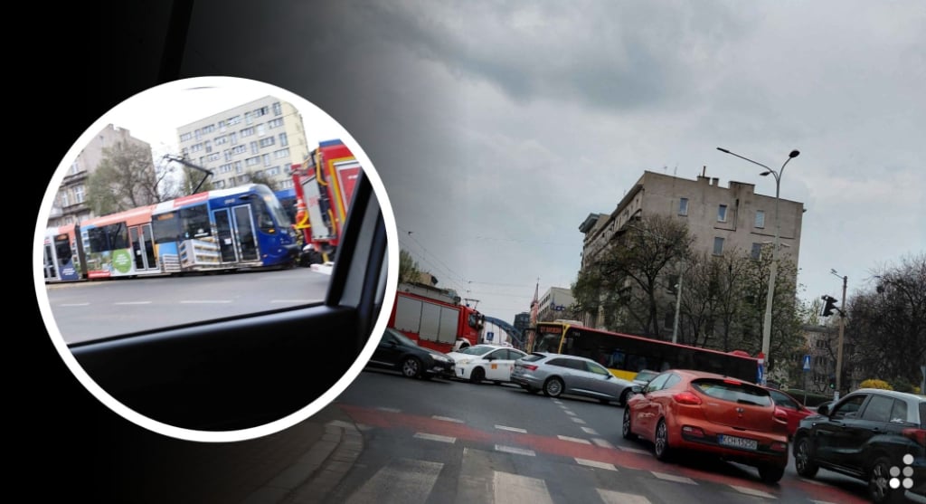 Zderzenie tramwajów z samochodem na Grabiszyńskiej. Blokada w centrum Wrocławia - Zderzenie samochodu z tramwajem na ul. Grabiszyńskiej