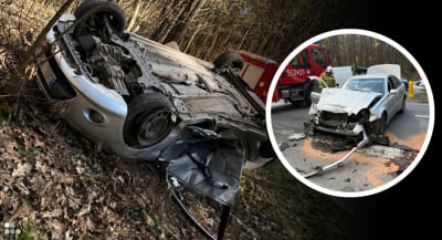 Dramatyczne chwile na DK25. Zderzenie dw&oacute;ch samochod&oacute;w - cztery osoby poszkodowane