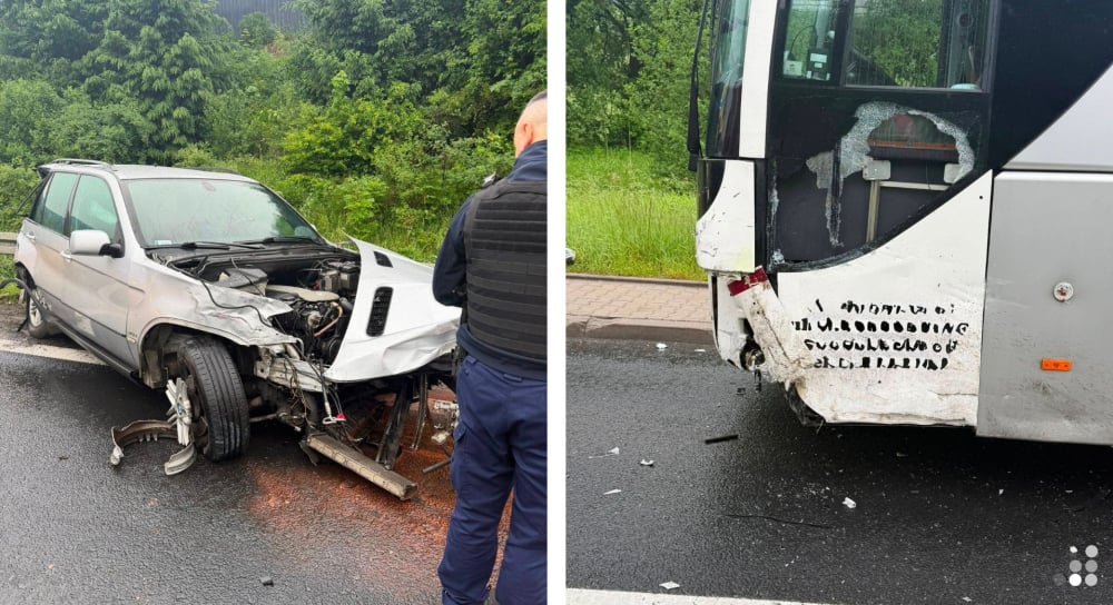 Zderzenie osob&oacute;wki z autokarem na DK5. To niejedyne zdarzenie na dolnośląskich drogach
