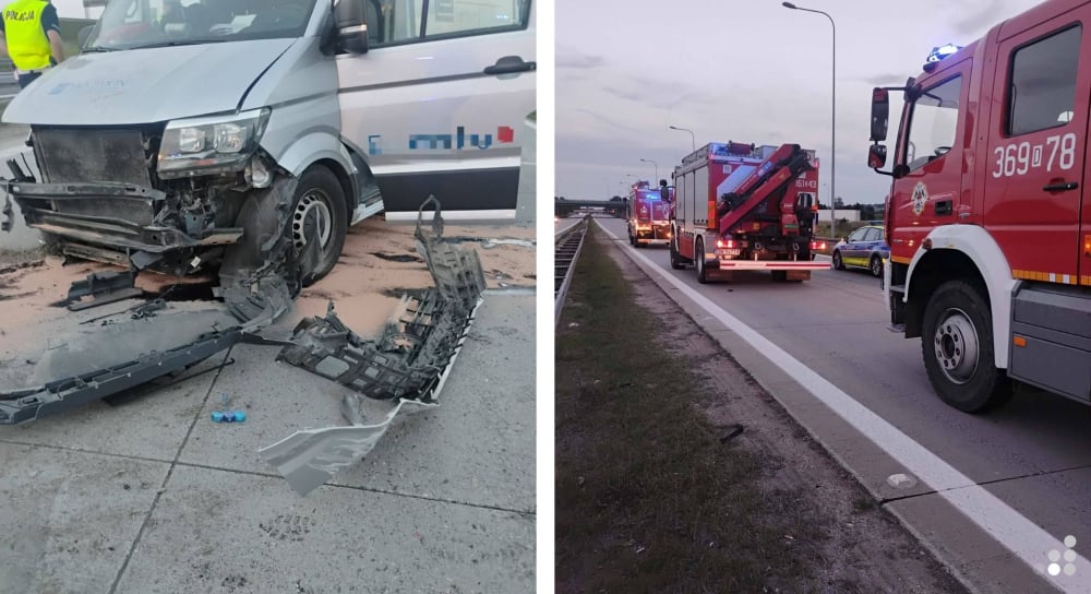 Przewrócony bus blokował autostradę A4. Spore utrudnienia koło Legnicy - Kolizja na A4.