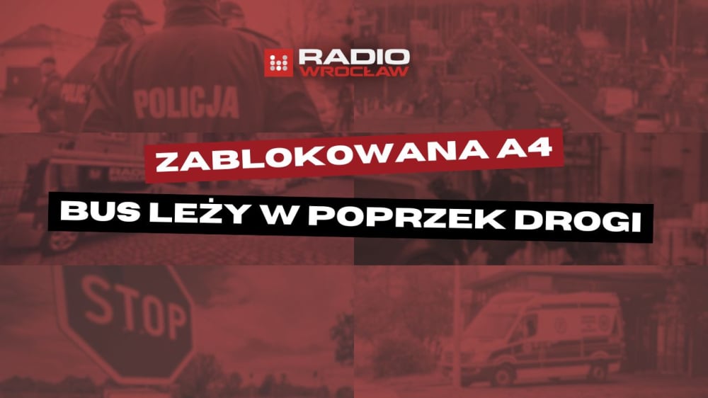 Przewrócony bus blokuje autostradę A4. Spore utrudnienia koło Legnicy