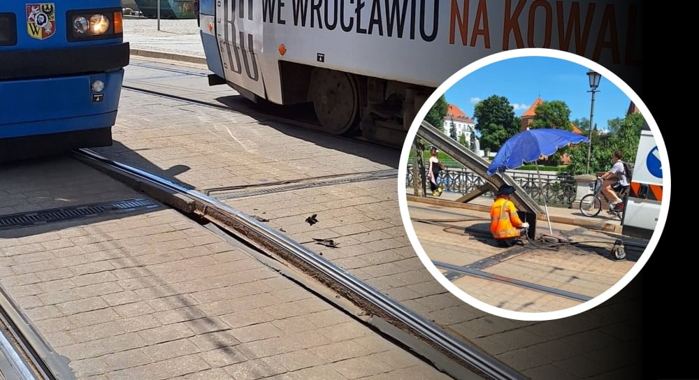 Wykolejenie na Legnickiej i połamany pantograf na Grabiszyńskiej. Duże problemy dla pasażerów MPK – Awaria torowiska na Moście Młyńskim.