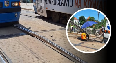 Wykolejenie na Legnickiej i połamany pantograf na Grabiszyńskiej. Duże problemy MPK