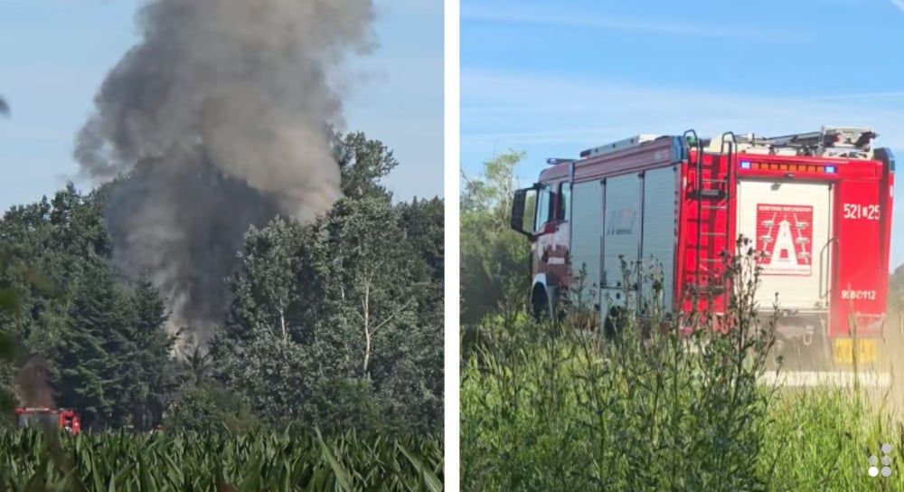 Kłęby dymu niedaleko Oławy. Pali się dom, w akcji 9 zastępów straży pożarnej [WIDEO] - Kłęby dymu niedaleko Oławy. Pali się budynek mieszkalny.