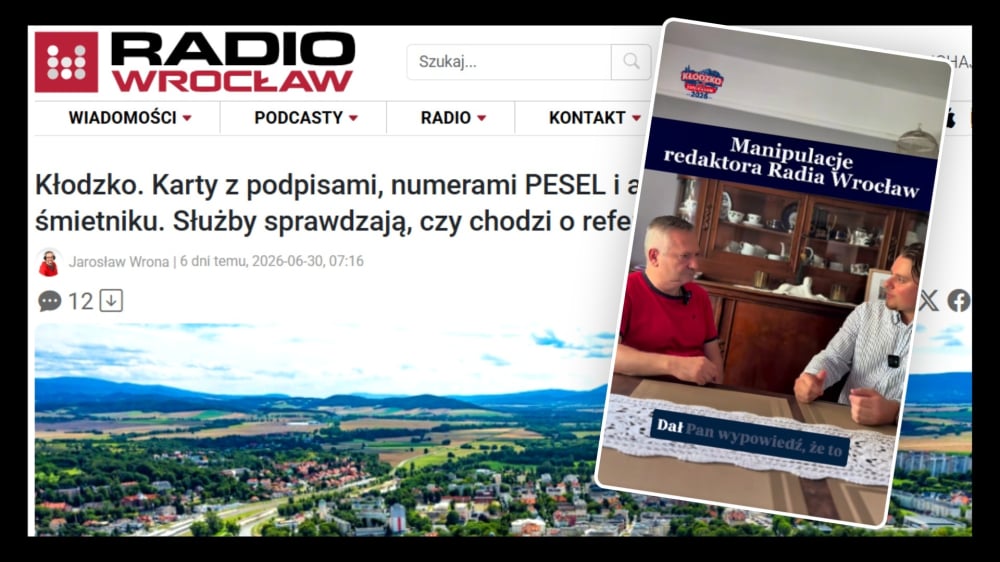 Oświadczenie Radia Wrocław w związku z publikacją "Kłodzko Referendum 2026" dotyczącą materiału naszego reportera - Oświadczenie Radia Wrocław