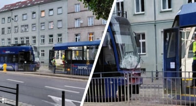 Stłuczka tramwaj&oacute;w na skrzyżowaniu Małachowskiego z Pułaskiego